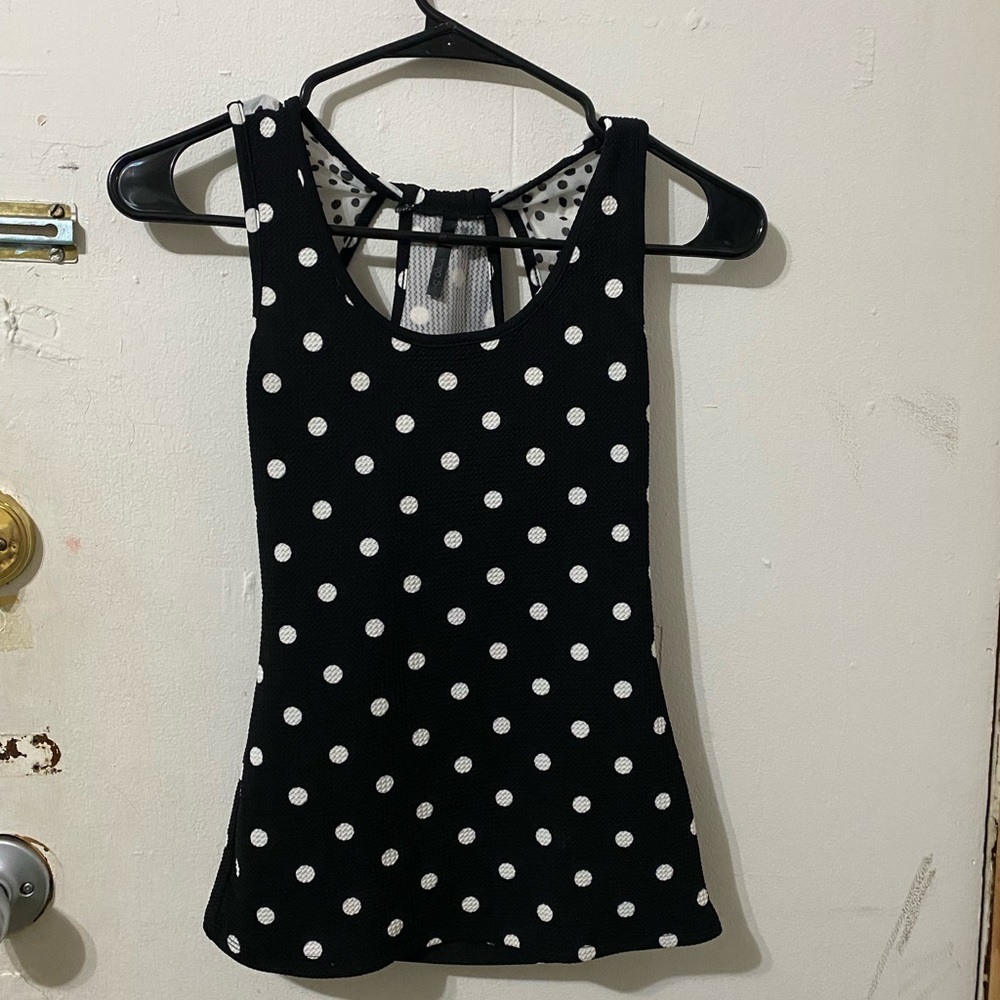 Black and white polka dot top